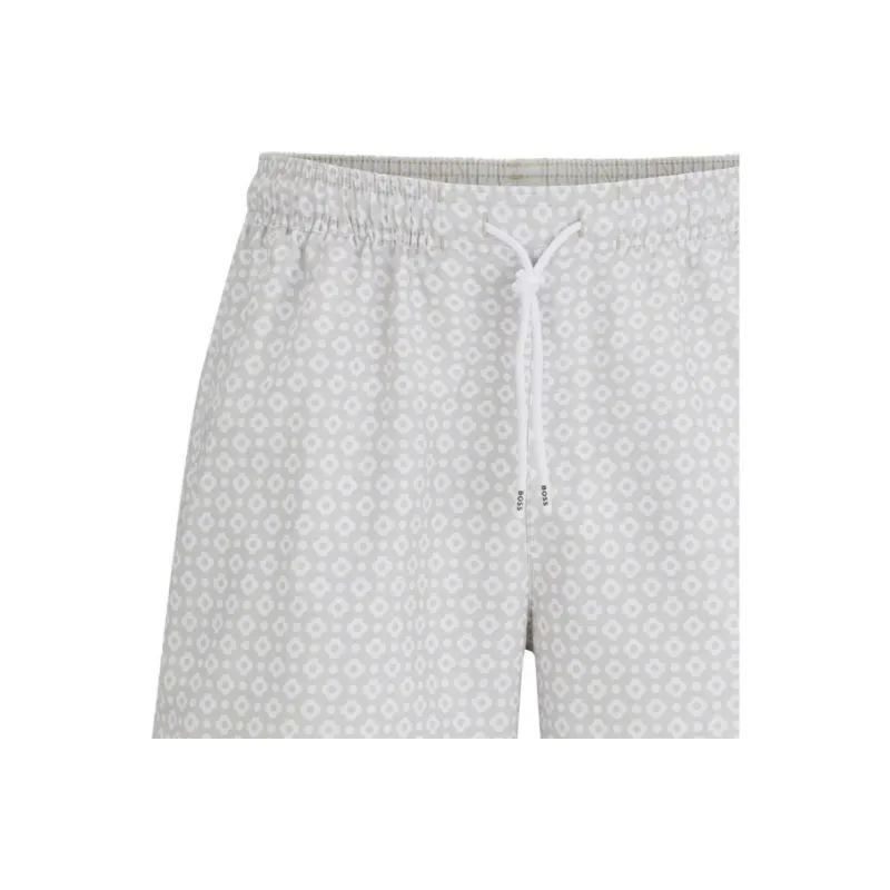 HUGO BOSS Micro Print Quick Drying Swim Shorts With Logo Detail Casual Shorts Men's White-4