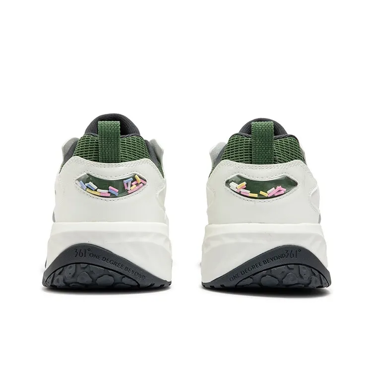 361° Jincheng Anti Slip Wear Resistant Low Top Skateboard Shoes Men's White Green-3