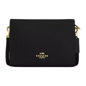 COACH Slim Crossbody Delicate Pebble Leather Shoulder Bag, Crossbody Bag Small Size Women's Black
