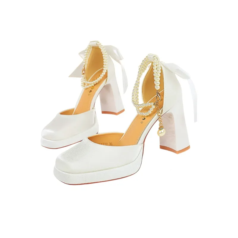 QITUMAUL Chunky Heel High Heels Women's-5