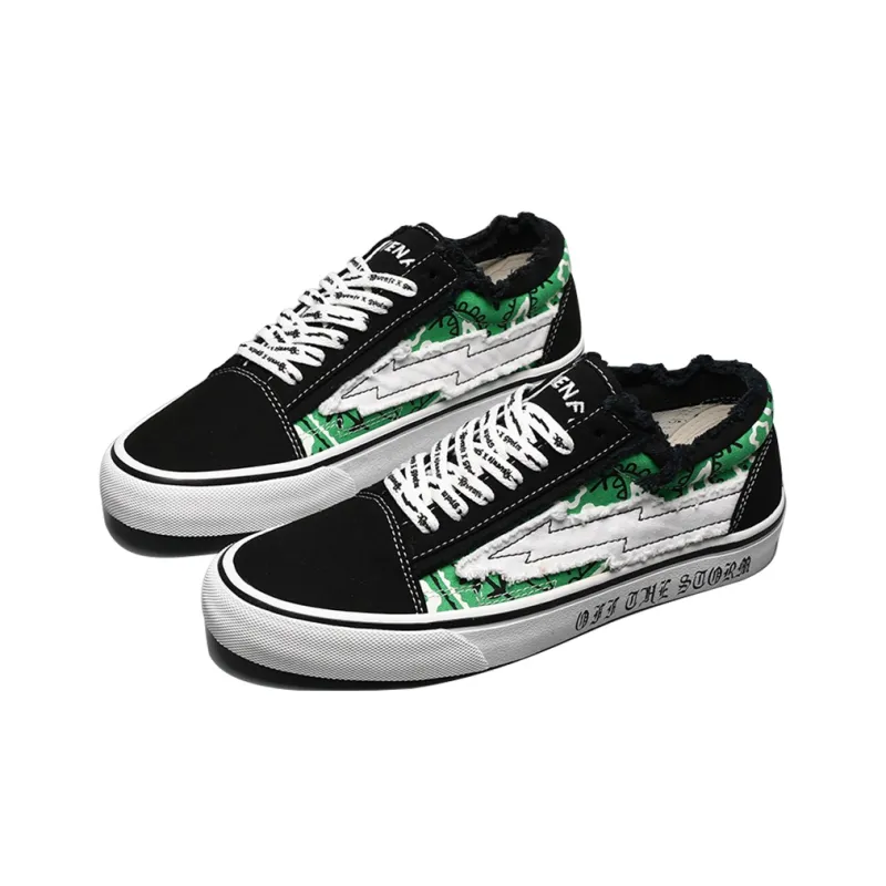 REVENFE X SPOTM x BURNING FLAME Slip Resistant, Breathable, Lightweight Low Top Canvas Shoes Unisex-33