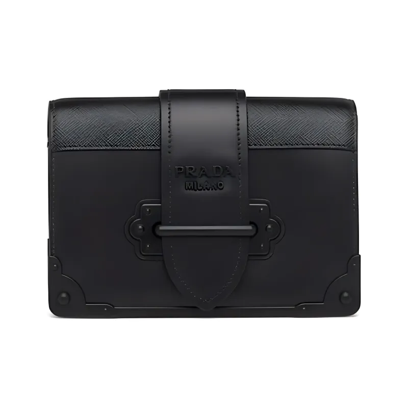 PRADA Cahier Calfskin Handheld Shoulder Bag Crossbody Bag Women's Black-0