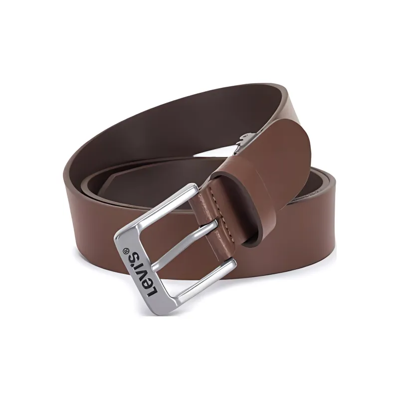 Levi’s Vintage Elegance Emblem Pin Buckle Metal Alloy Cow Split Leather Leather Belts Men's Brown-1