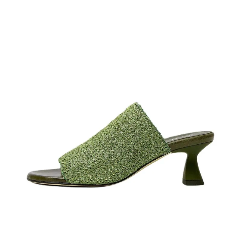 MIISTA Slide Slippers 6cm Women's Green-0