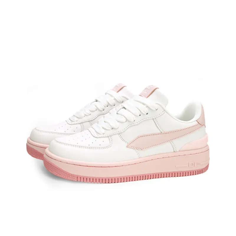 GLO BULL Anti Slip Wear Resistant Low Top Skateboard Shoes Women's White Pink-2