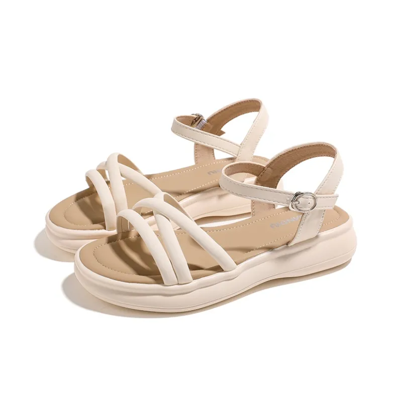 HUANQIU Roman Sandals 3.5cm Women's Beige-4