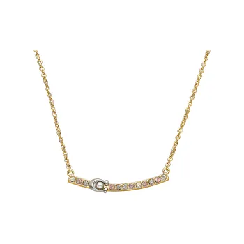 COACH Brass Plated Glass Cubic Zirconia Necklaces Unisex Gold