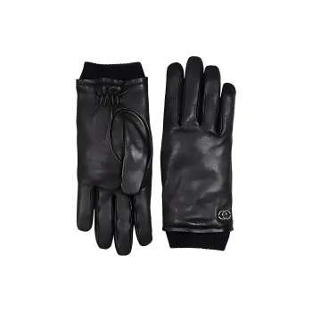 GUCCI Leather Gloves Men's Black