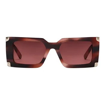 MCM Acetate Diamond Metal Square Sunglasses Unisex Red/Gray