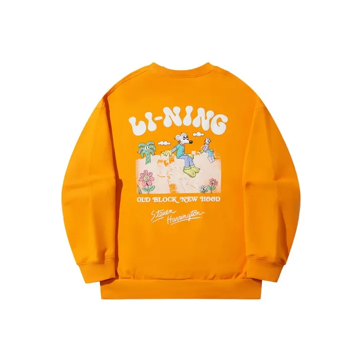 LiNing x Steven Harrington Skateboard Collection Sweatshirt Unisex Marigold Orange-0