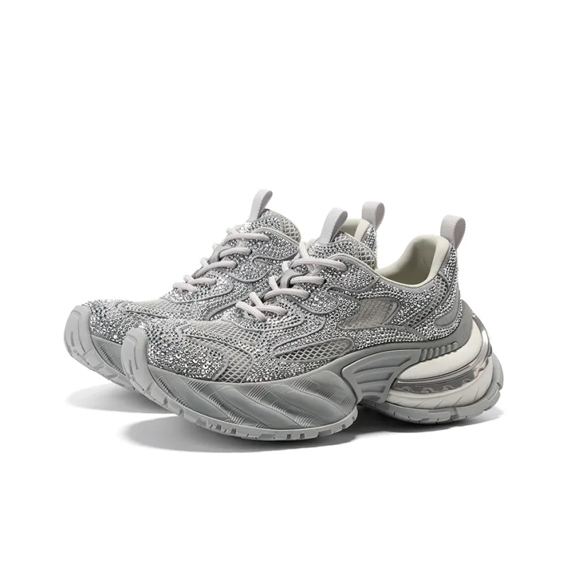 GG CC Cushioning, Slip Resistant, And Abrasion Resistant Low Top Chunky Sneakers Women's Gray-2