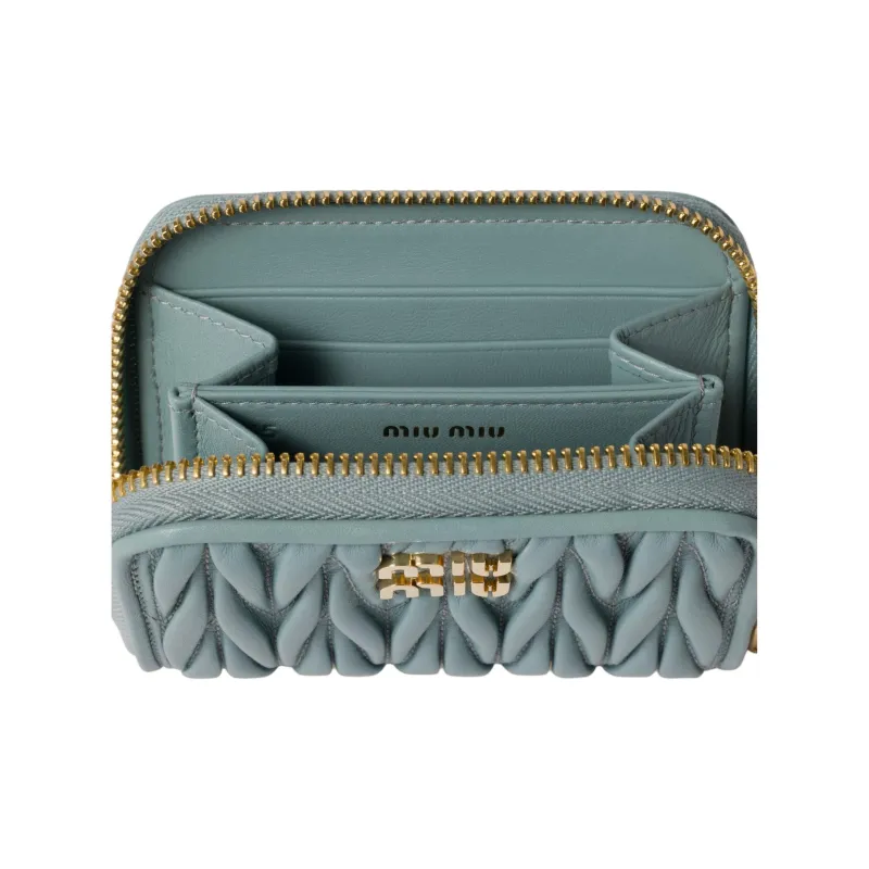 MIU MIU Sheepskin Coin Purse Unisex Light Green-2