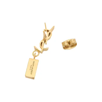 SAINT LAURENT Brass, Glass Earrings Women's Gold