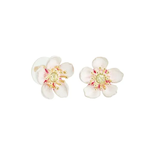 LES NEREIDES Gold Plated Stud Earrings Women's White