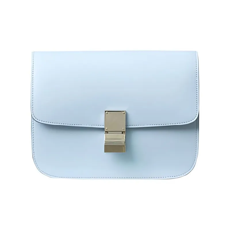 CELINE Classic Bo Cow Leather Tofu Bag Block Shoulder Bag Crossbody Bag Medium Size Women's Light Blue-0