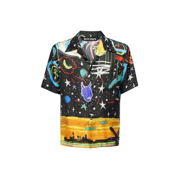 PALM ANGELS Starry Night Short Sleeved Bowling Shirt
