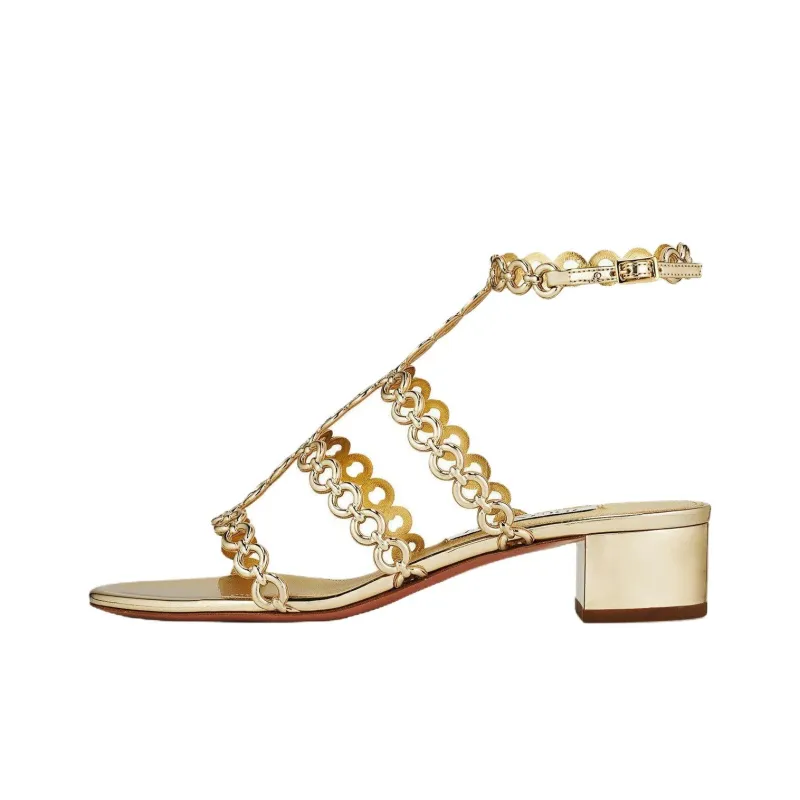 AQUAZZURA Infinity Chain Roman Sandals 3.5cm Women's Gold-0