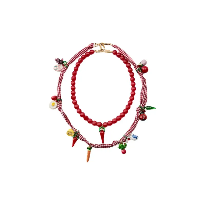 ZARA Resin Necklaces Women's Red-1