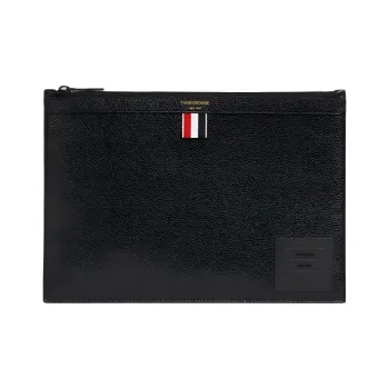 THOM BROWNE· Pebbled Leather Clutch Small Size Men's Black