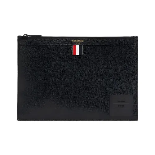 THOM BROWNE· Pebbled Leather Clutch Small Size Men's Black