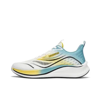 Warrior Slip Resistant And Breathable Low Top Marathon Running Shoes Men's White Blue Yellow