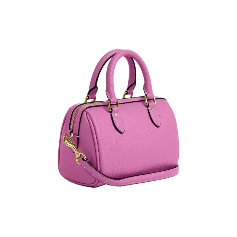 COACH Rowan Leather Shoulder Bag, Crossbody Bag, Handbag Mini Women's Fuchsia-1