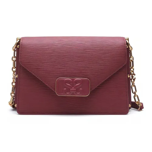 Satchi Top Grain Cow Leather Crossbody Bag Women's Red/White/Yellow/Purple/Black