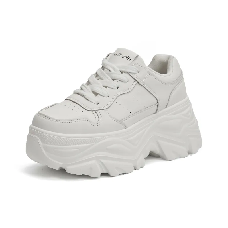 La Chapelle Cushioning, Slip Resistant, And Abrasion Resistant Low Top Chunky Sneakers Women's White-1