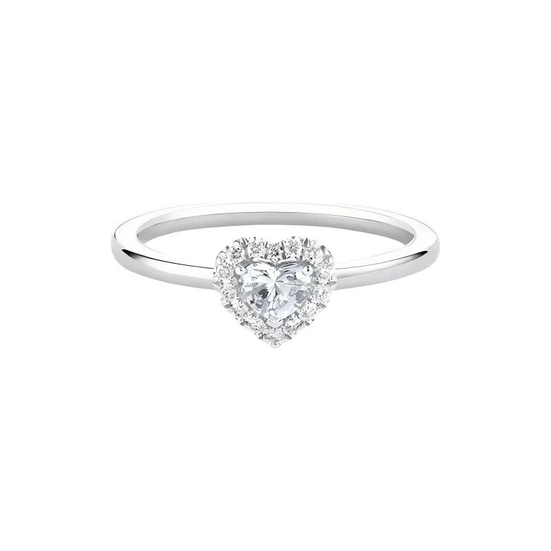 De Beers Platinum Aura Heart shaped Diamond Ring-0
