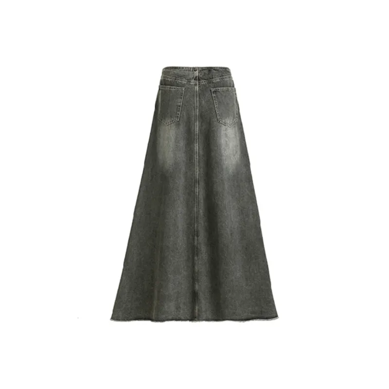 Hao Zhilang Denim Long Skirt Women's Maillard Brown-1