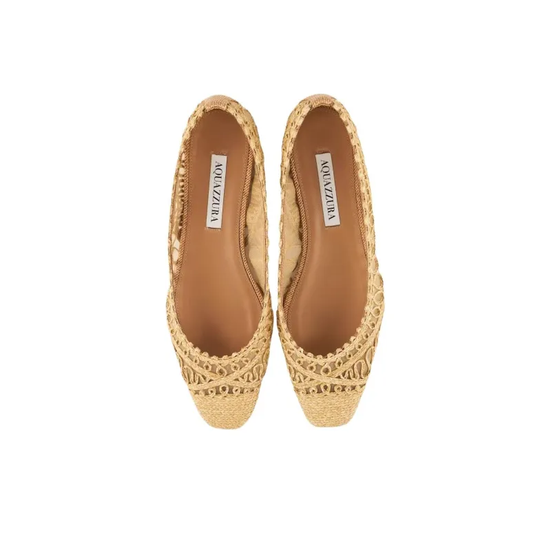 AQUAZZURA Kahlo Casual Single Shoes Women's Beige-3