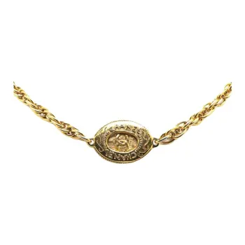 CHANEL 20th Century Plated Cc Medallion Necklace Costume Necklace