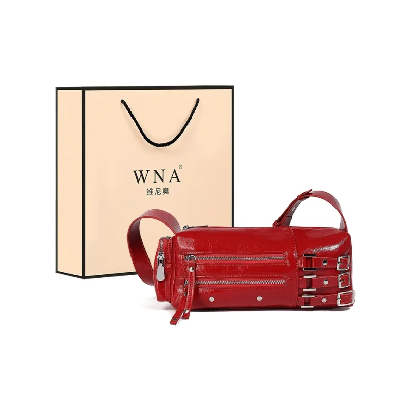 Vigno Synthetic Leather Shoulder Bag Women's Black/Red/Ecru-7