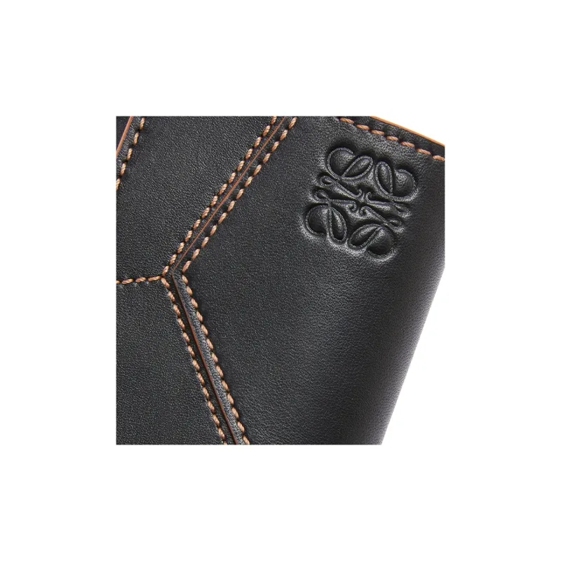 LOEWE Puzzle Smooth Calf Leather Wallet Small Size Men's Black-4