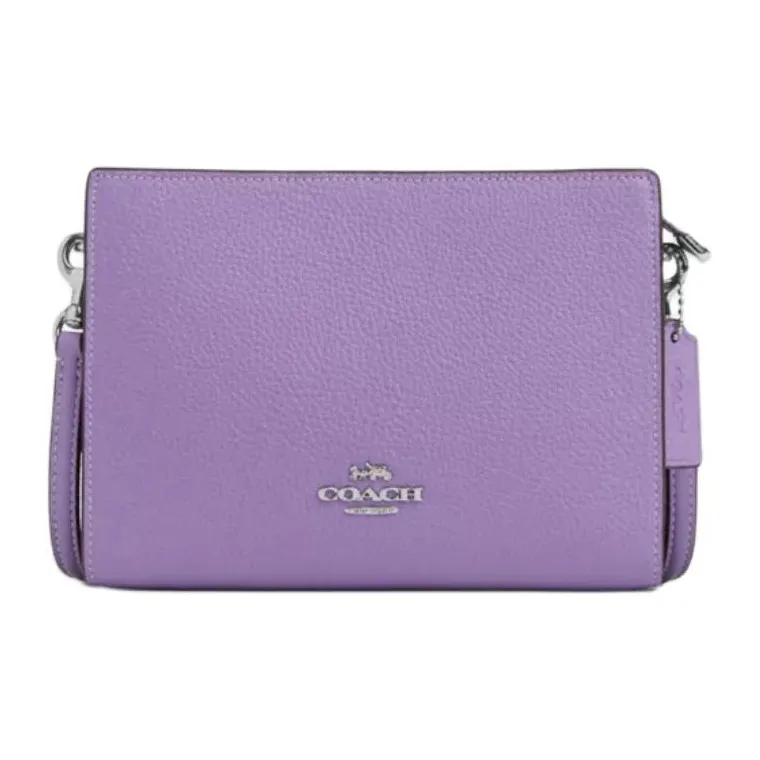 COACH Slim Crossbody Delicate Pebble Leather Shoulder Bag, Crossbody Bag Small Size Women's Purple-0