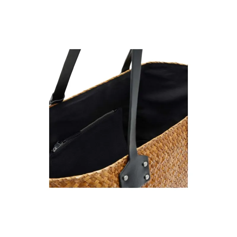 ALLSAINTS Straw Woven Tote Bag Shopping Bag Handbag Large Size Unisex Brown-4