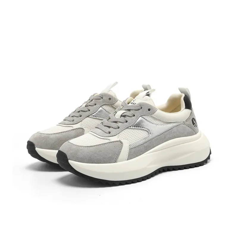 NAVIGARE Small Sailboats Height Increasing Low Top Casual Shoes Women's Light Gray White-2