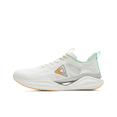 PEAK Lightweight Rebound Anti Rollover Low Top Running Shoes Men's Ivory Green