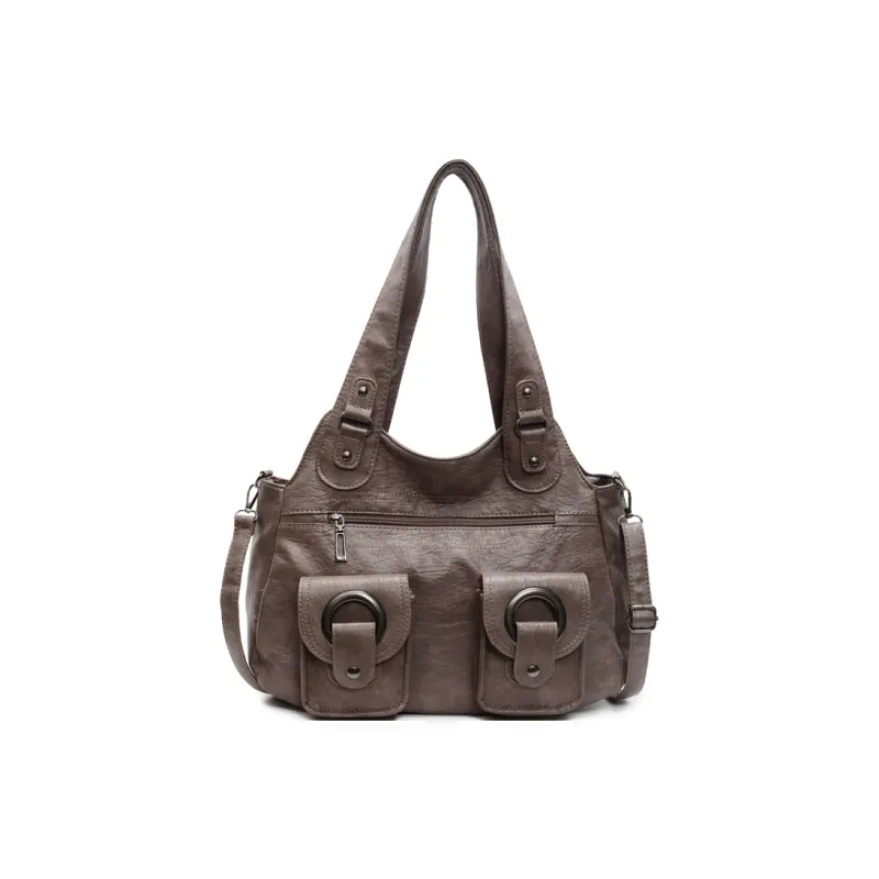 Single Warehouse PU Shoulder Bag Regular Women's Black/Ecru/Brown/Purple/Light Gray/Camel-26