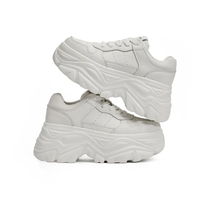 La Chapelle Cushioning, Slip Resistant, And Abrasion Resistant Low Top Chunky Sneakers Women's White-4