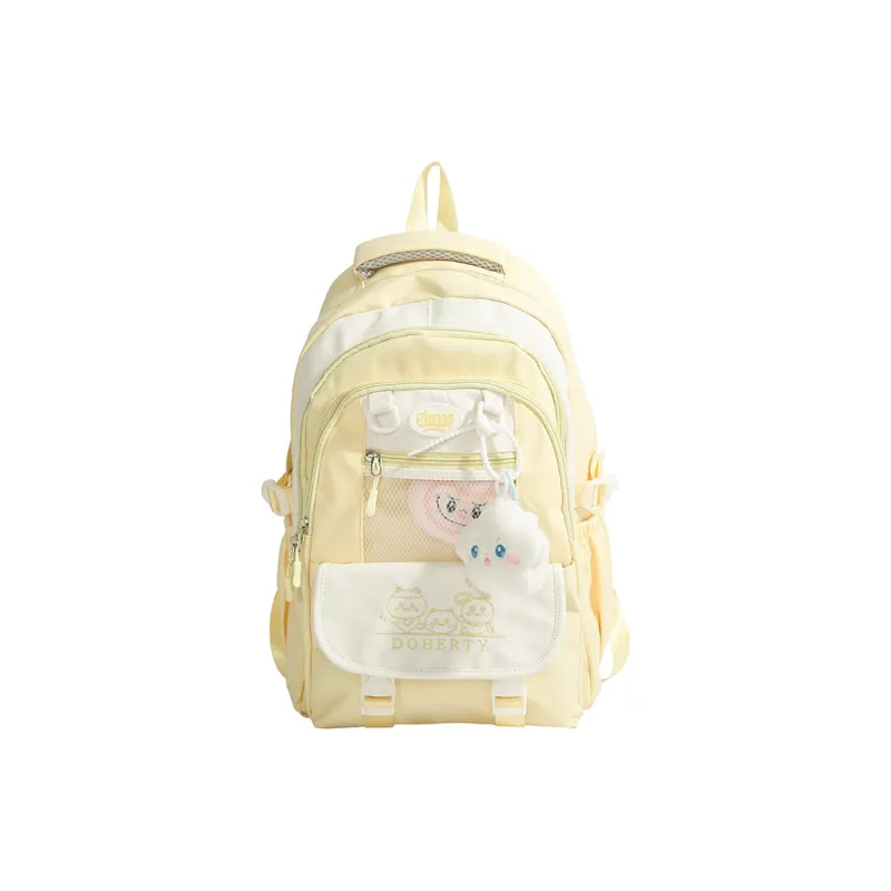 Yalu Nylon Fabric Backpack Regular Unisex Pink/Black/Blue/Green/Yellow-20