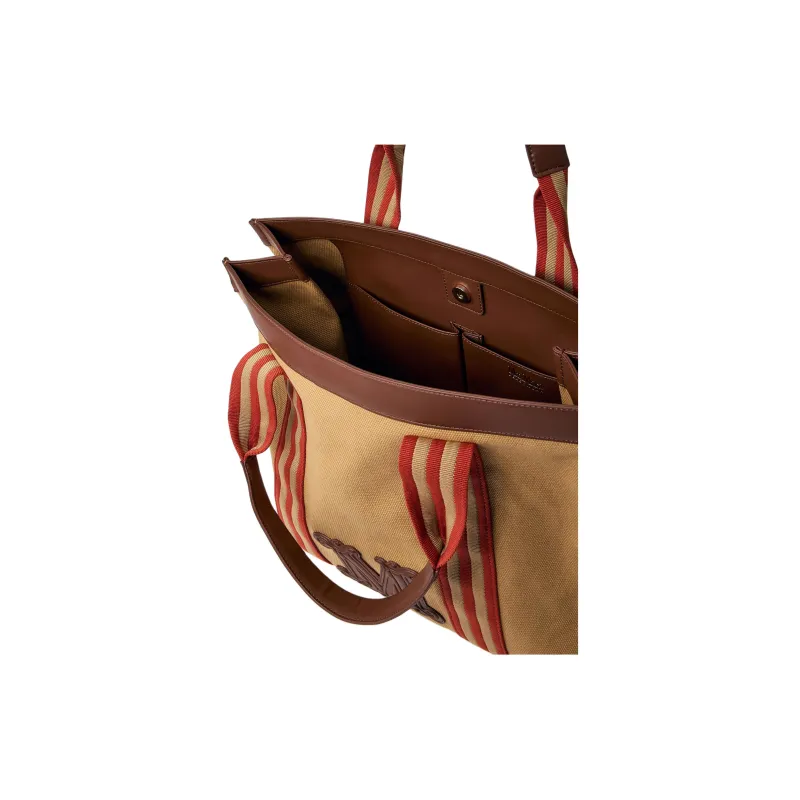 MaxMara Cotton Tote Bag, Shopping Bag, Handbag Women's Brown-3