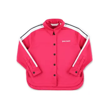 PALM ANGELS Kids Logo-print Stripe-detailing Shirt