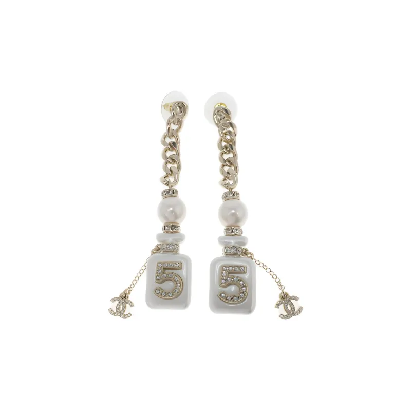 CHANEL Earrings Women's Gold, White-0
