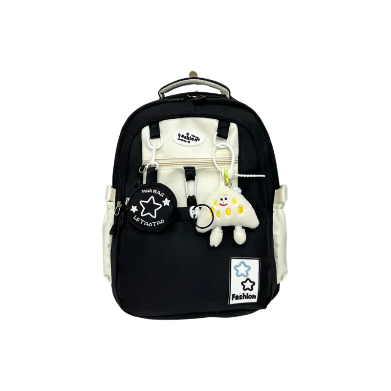 Yalu Nylon Backpack Regular Unisex Black/Pink/Purple/Light Yellow/Peacock Blue/Brown-0