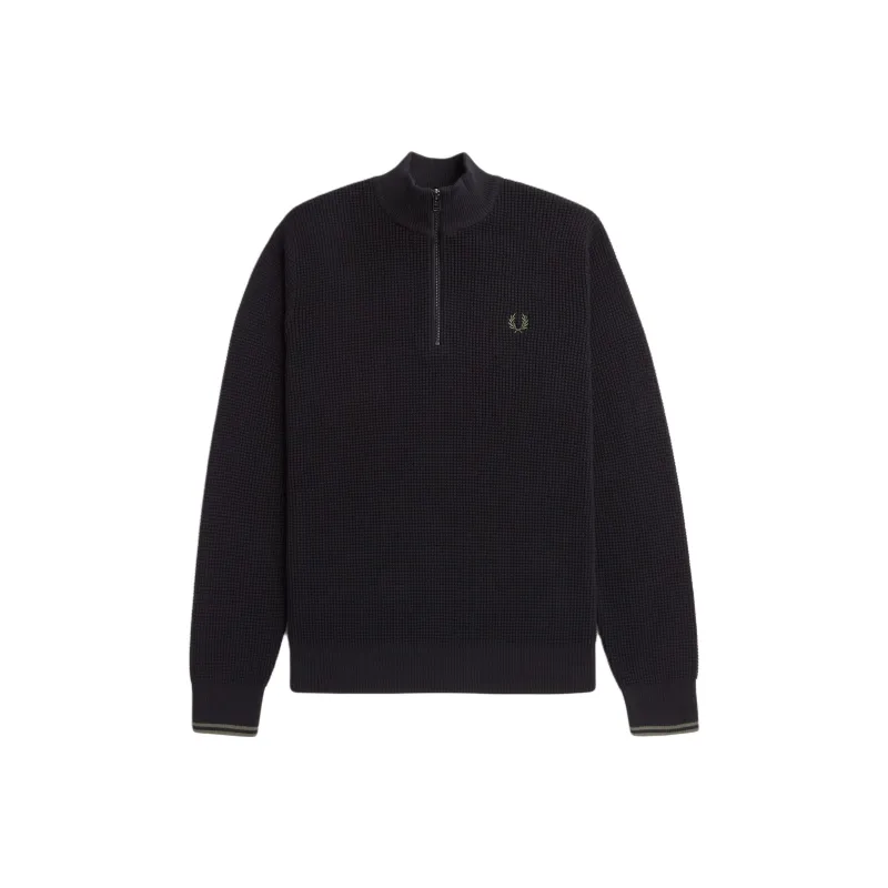 FRED PERRY Waffle stitch Half zip Sweater-0