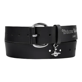Vivienne Westwood Letter Logo Pin Buckle Leather Belts Men's Black