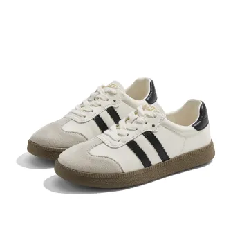 D FUSE SCANDINAVIA German Army Trainers Lightweight Low Top Skateboard Shoes 3.2cm Women's Ecru Black
