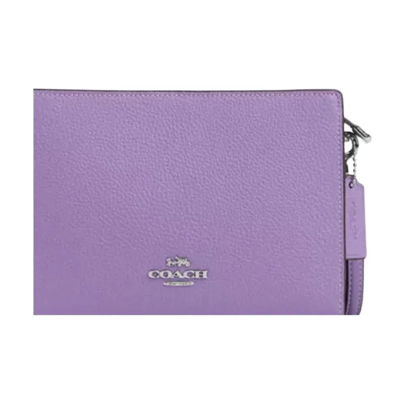 COACH Slim Crossbody Delicate Pebble Leather Shoulder Bag, Crossbody Bag Small Size Women's Purple-4