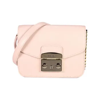 Furla Metropolis Collection Leather Small Square Bag Crossbody Bags Mini Women's Nude Pink